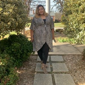Leopard print high low blouse